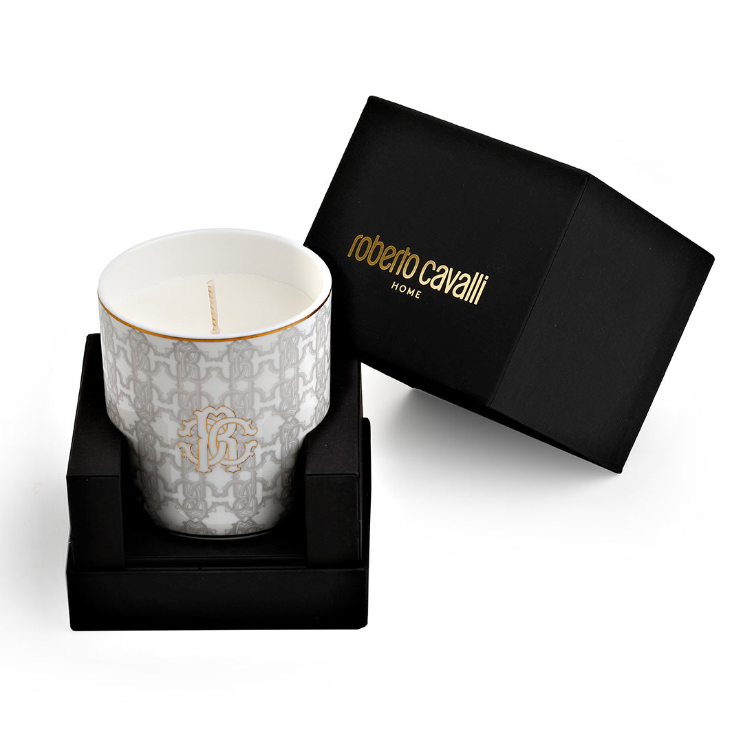 White Monogram Gold Scented Candle