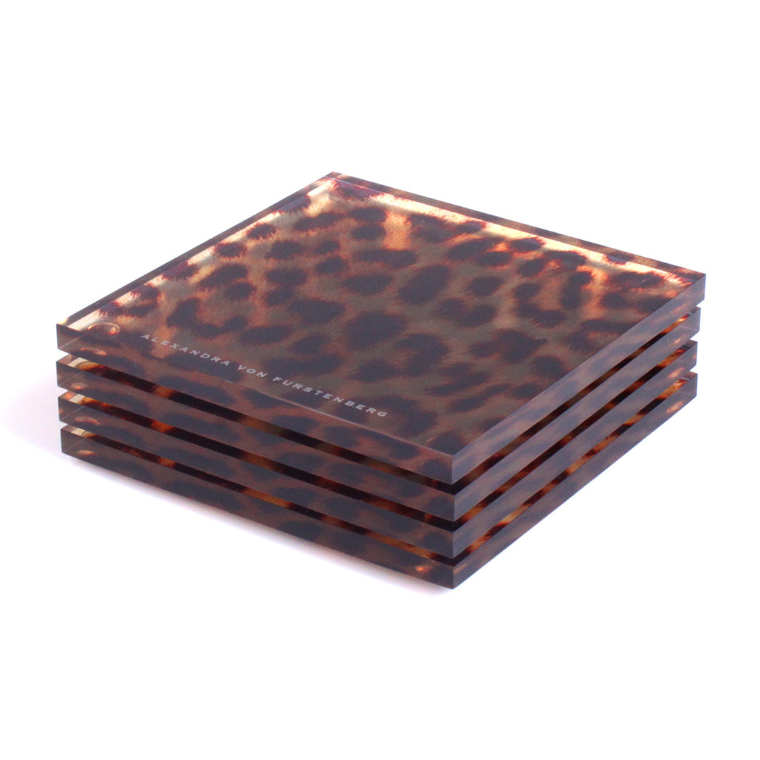 Coaster Set in Leopard Print - Set of 4