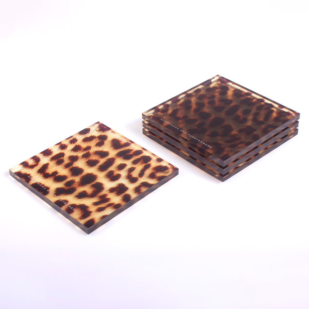 Coaster Set in Leopard Print - Set of 4