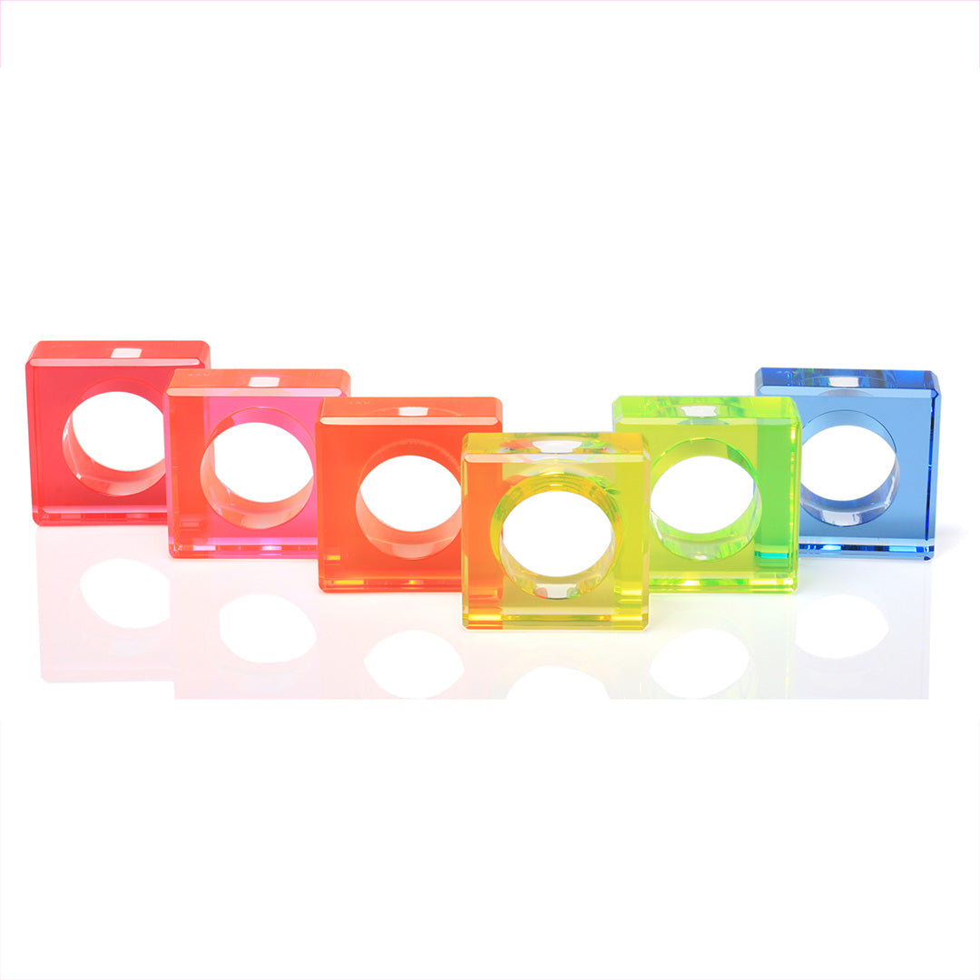 Dining Ring Set in Multi Neon - Set of 6