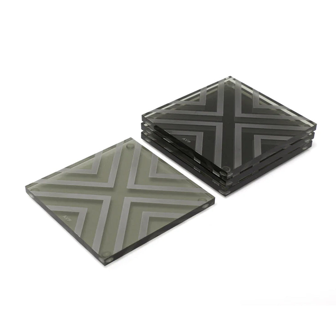 Coaster Set in Chevron Slate Grey - Set of 4