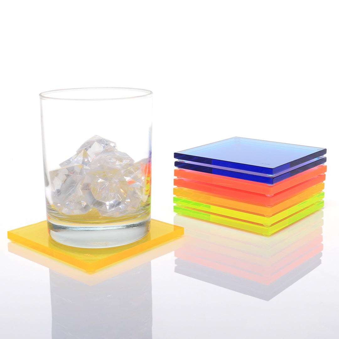 Coaster Set in Multi Neon - Set of 8