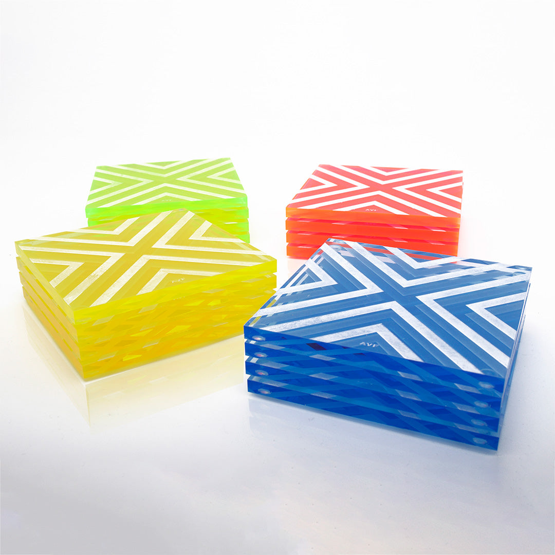 Coaster Set in Chevron Multi - Set of 4