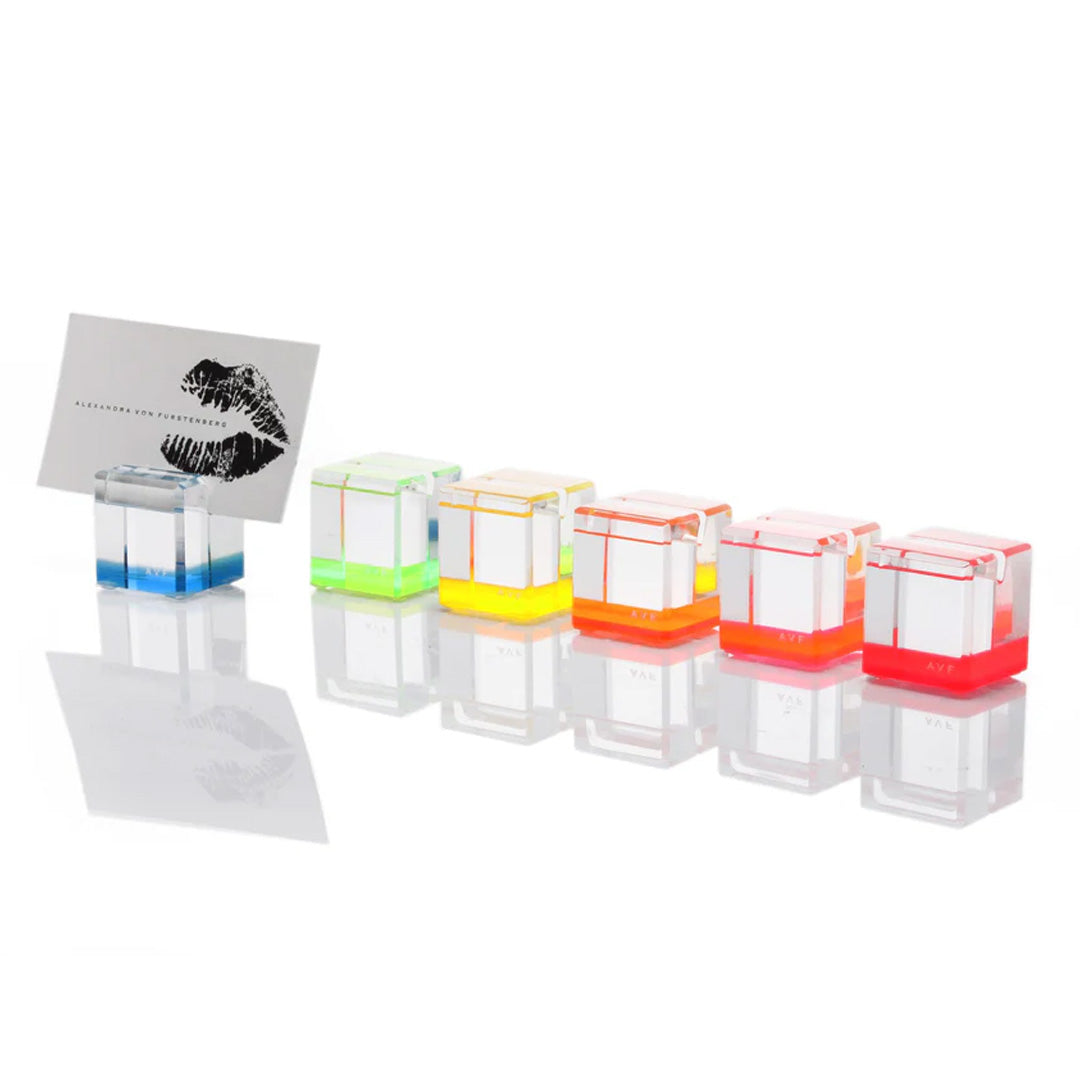 Rock Block Placecard Holder Set in Multi Neon - Set of 6