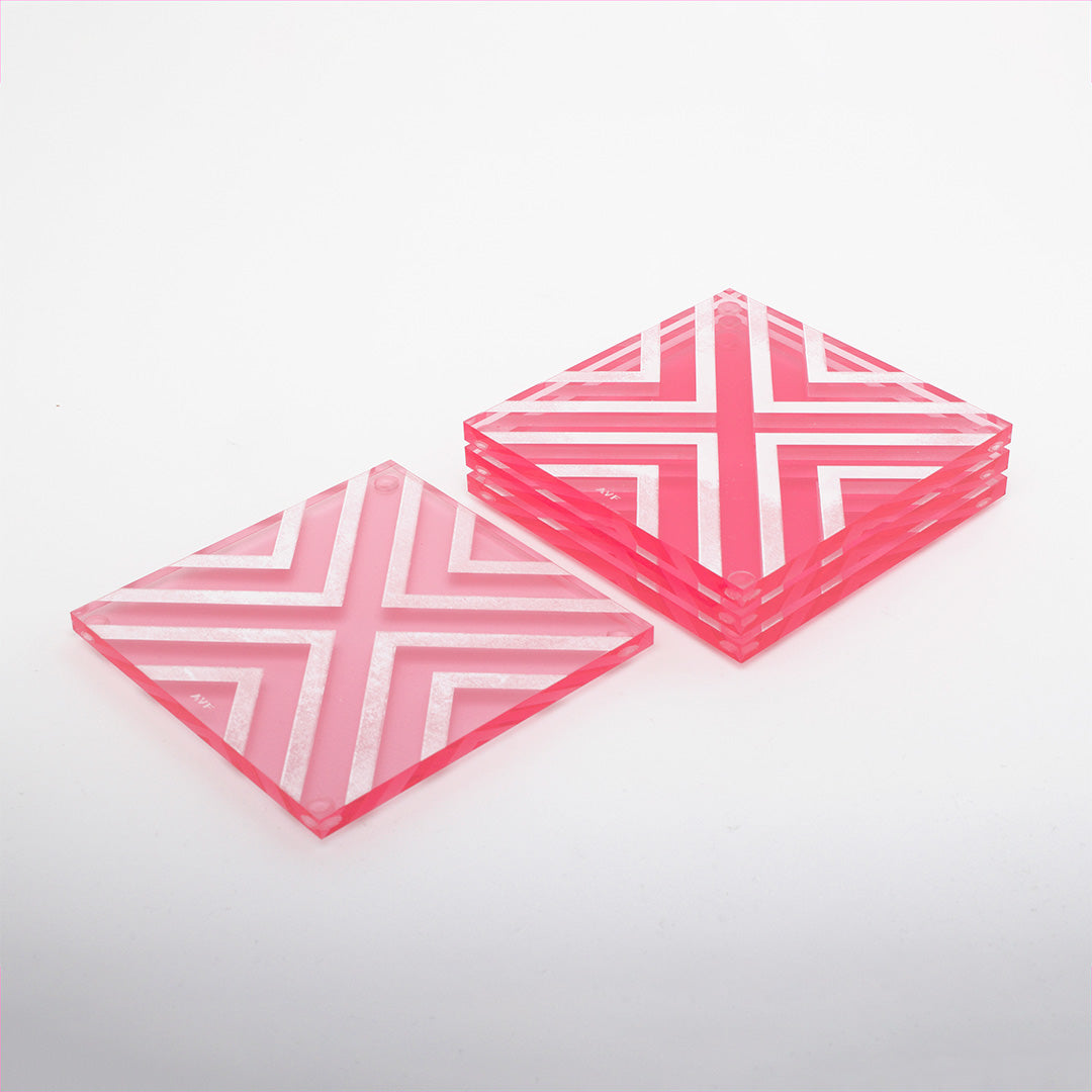 Coaster Set in Chevron Rose - Set of 4