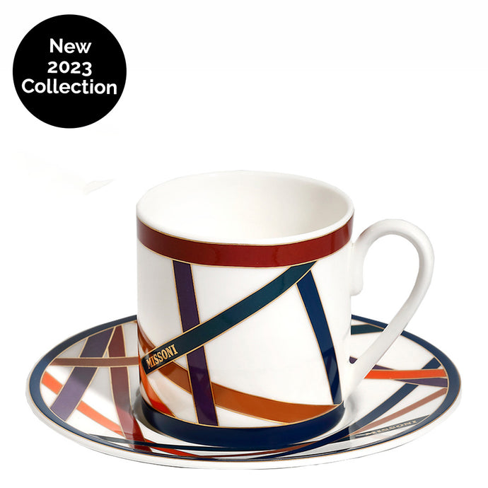 Nastri Espresso Coffee Cup & Saucer - Multicolour - Set of 2