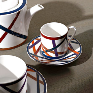Nastri Espresso Coffee Cup & Saucer - Multicolour - Set of 2
