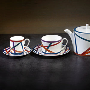 Nastri Tea Cup & Saucer - Multicolour - Set of 2