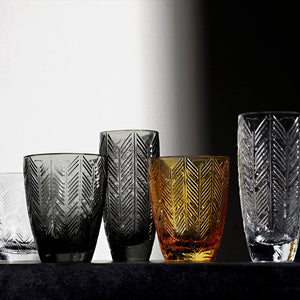 Zig Zag Amber Wine Glass - Set of 6