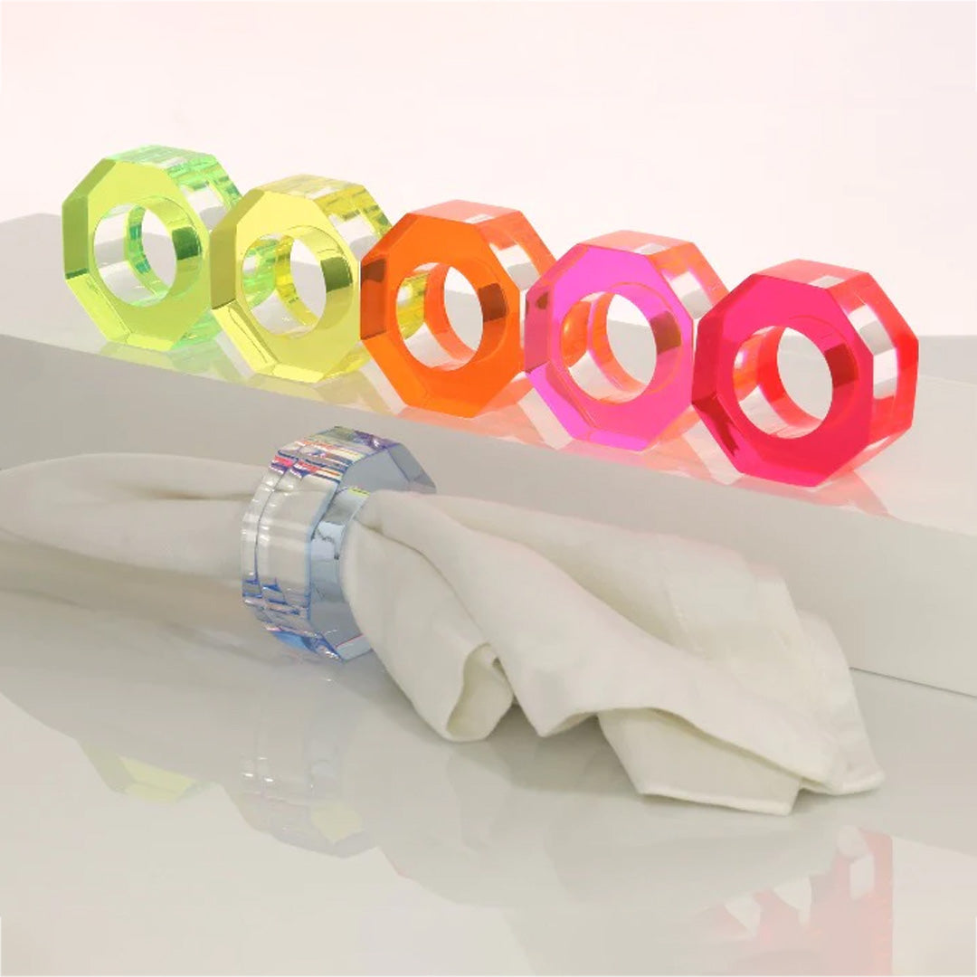 Bolt Dining Ring Set in Multi Neon- Set of 6