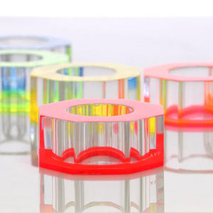 Bolt Dining Ring Set in Multi Neon- Set of 6