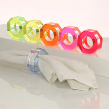 Load image into Gallery viewer, Bolt Dining Ring Set in Multi Neon- Set of 6